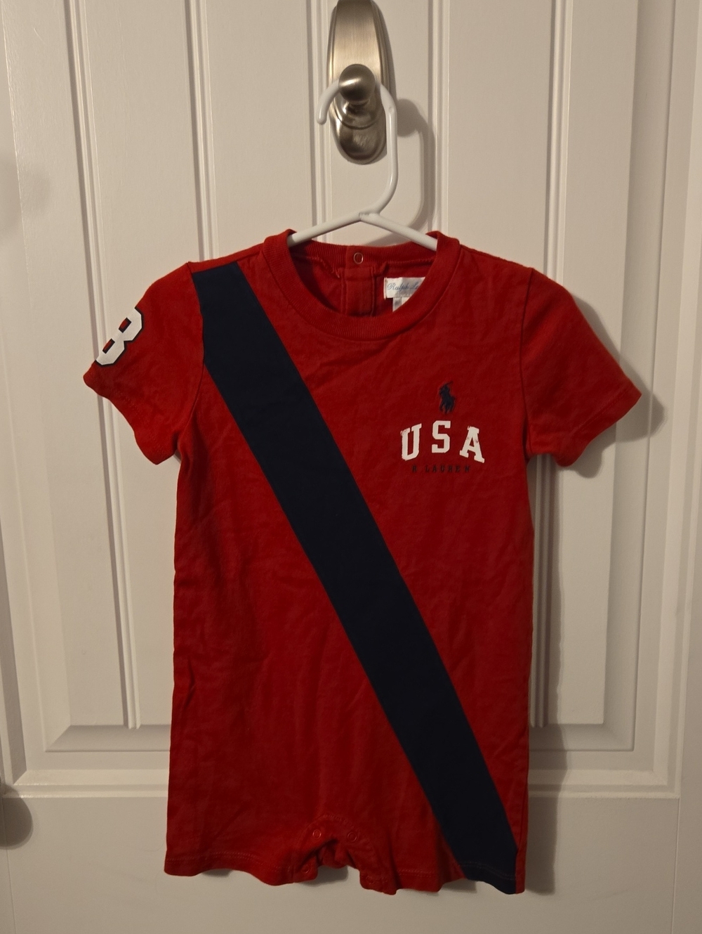 Polo by Ralph Lauren Red and Navy USA Short-Sleeve Romper